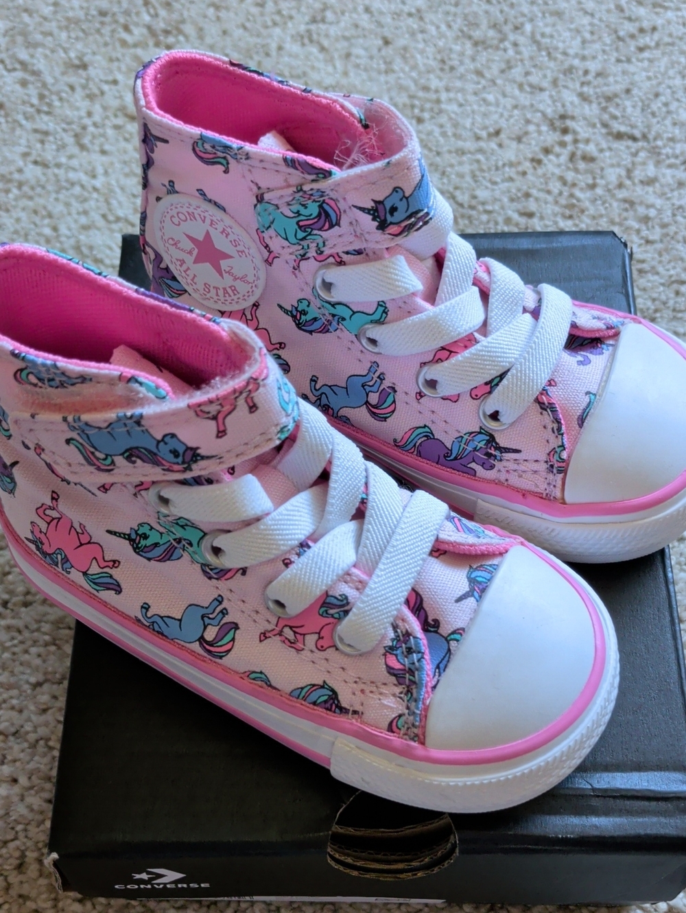 Converse Infant Pink Unicorn High-Top Sneakers with White Accents